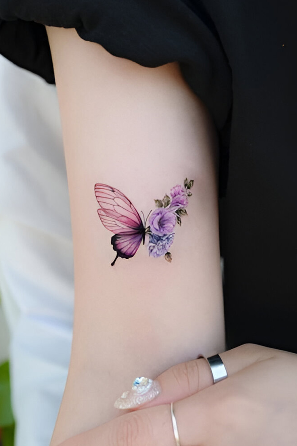 Abstract Butterfly and Flower Tattoo