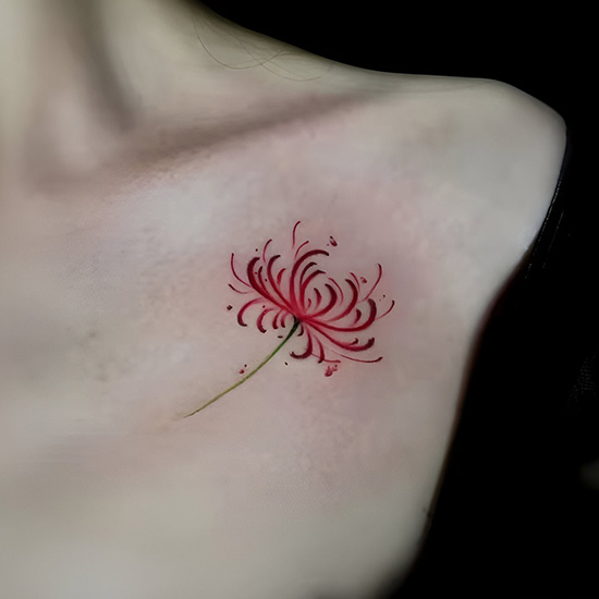 Full Chest Spider Lily Tattoo