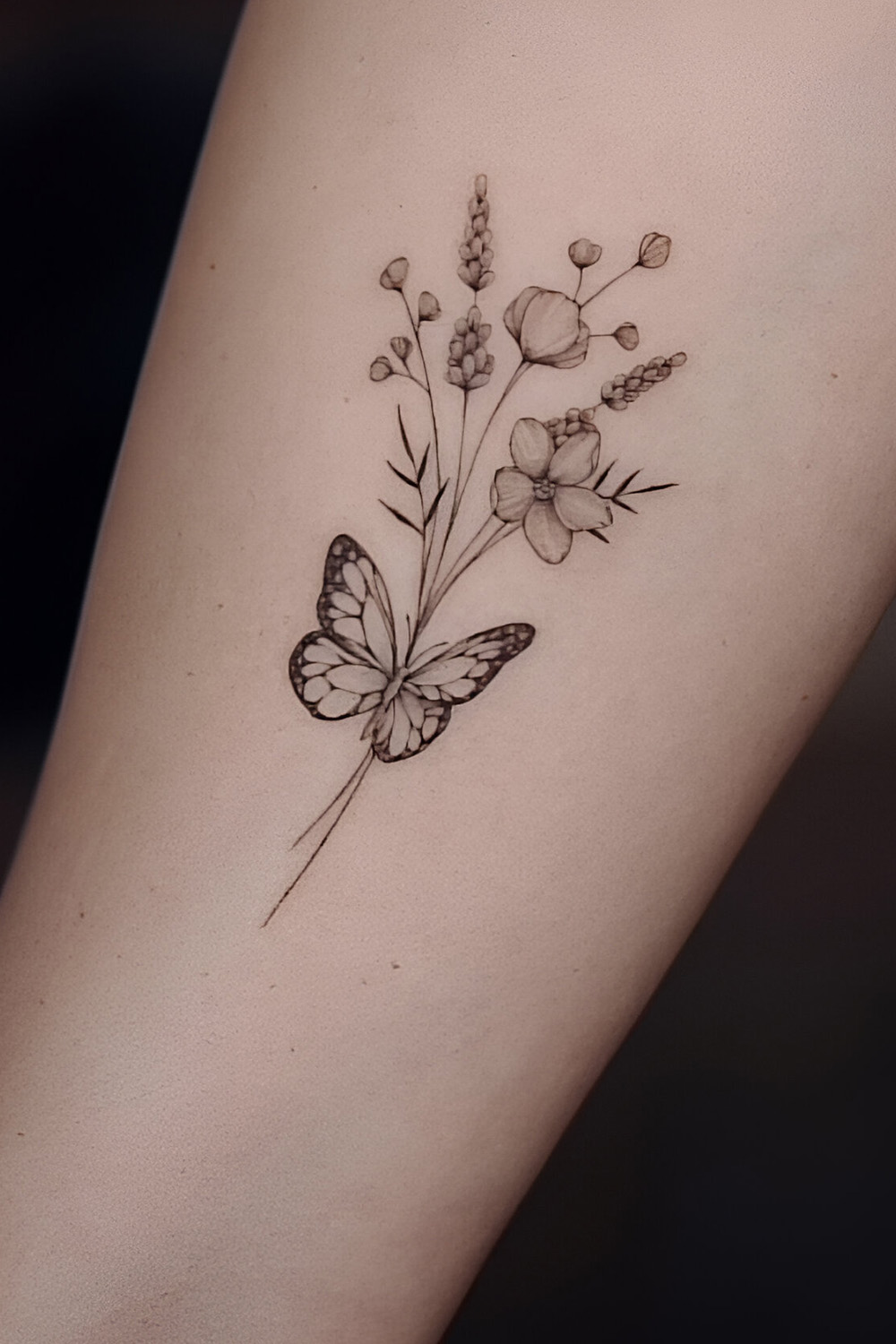 Simple Butterfly with Wildflower
