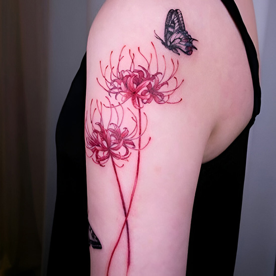 Spider Lily with Butterflies