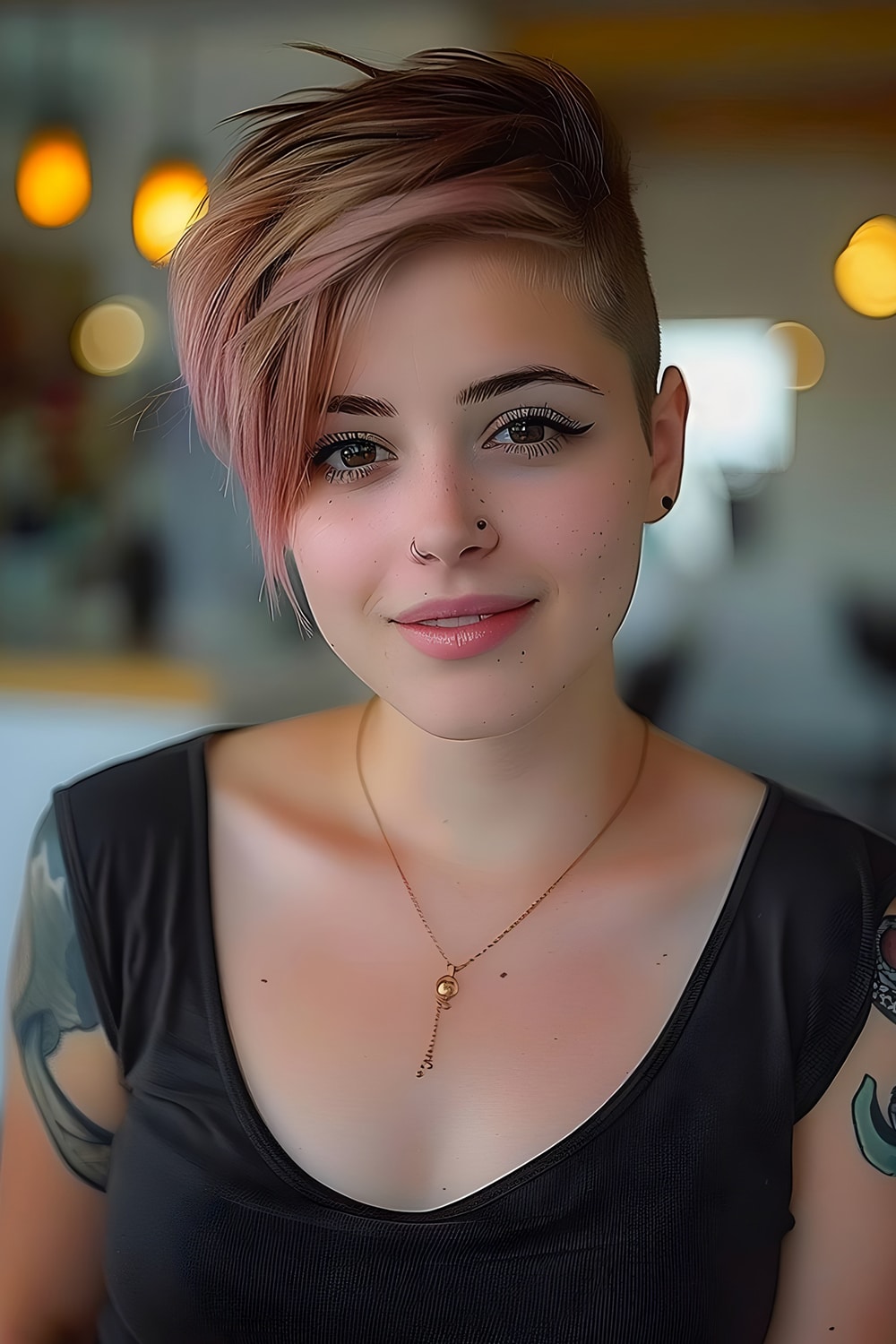 Shaved One Side Pixie for High Impact Glam
