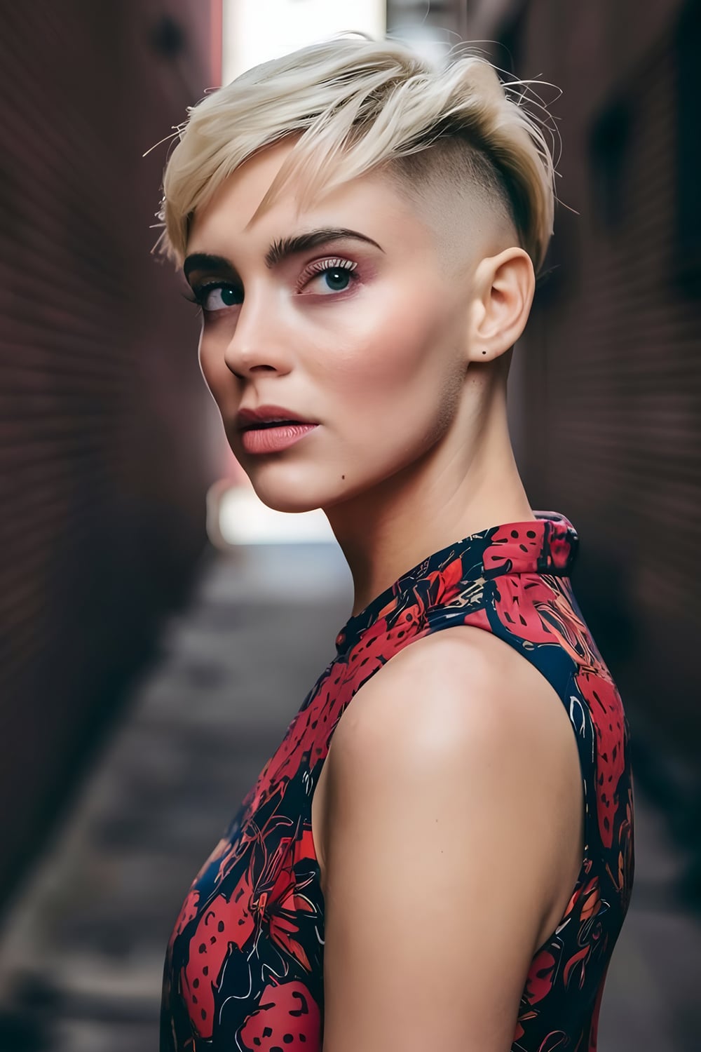 Shaved Sides Pixie Cut for Oval Faces