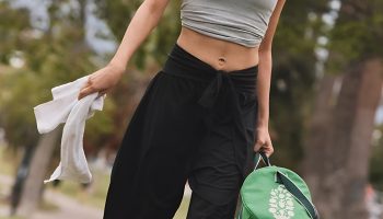 Flowy Yoga Pants and Fitted Sports Bras