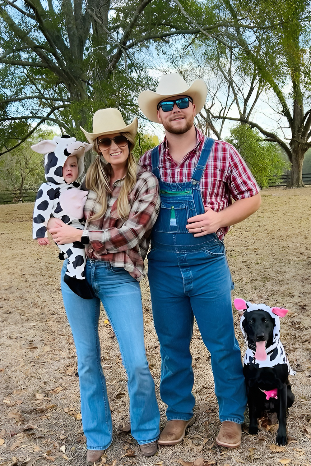 Cowboy family Halloween costumes with the baby as the littlest ranch hand