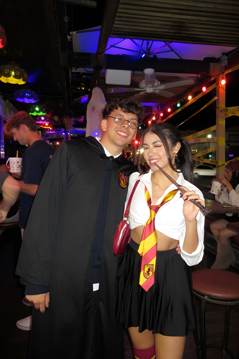 Polyjuice potion costume idea with swapped outfits and potion flask