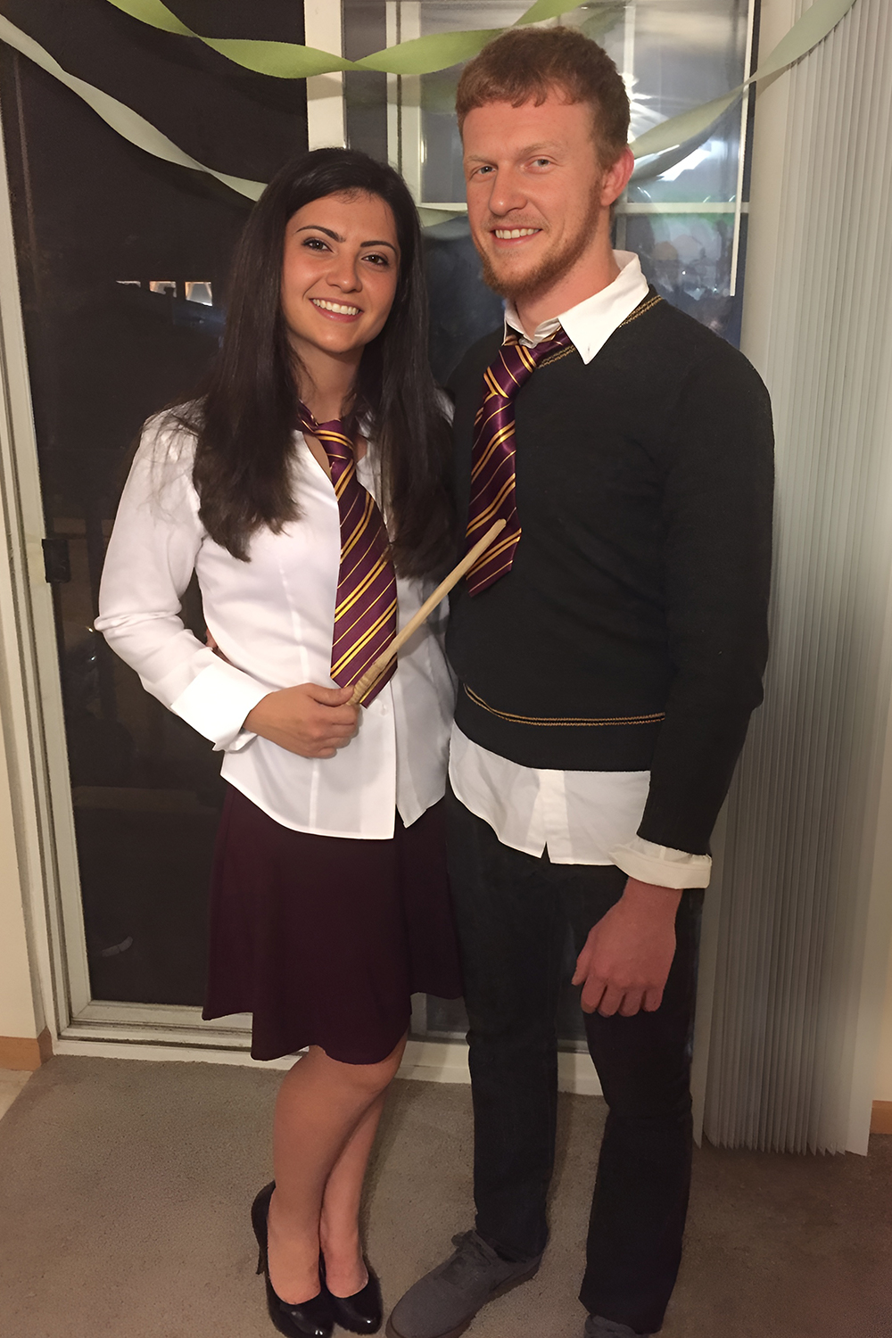 Quidditch uniform costume with house colours and broom