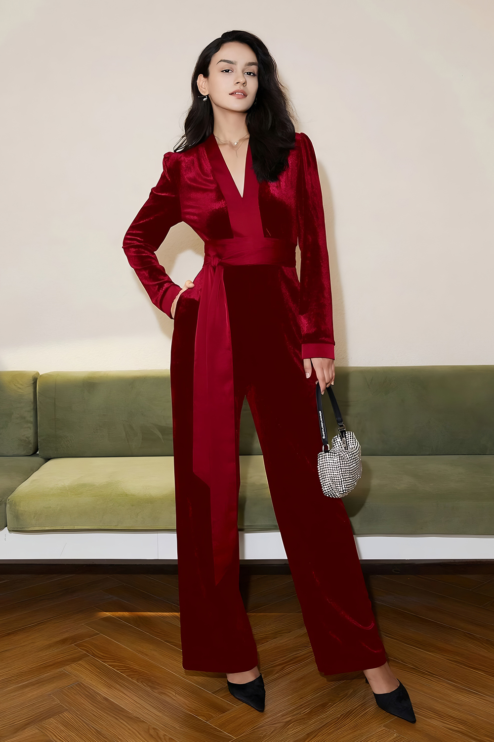 Velvet Jumpsuits with Contemporary Flair