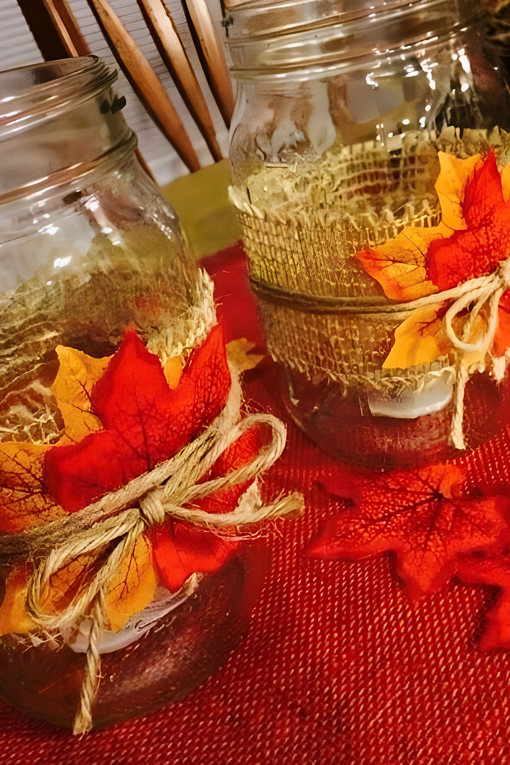 Autumn Leaf Mason Jar Candle Holders
