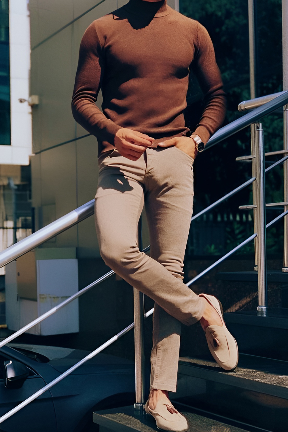 Chunky Knit Turtleneck with Corduroy Pants
