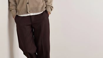 Earth Toned Cardigan Over a Crisp Button Down