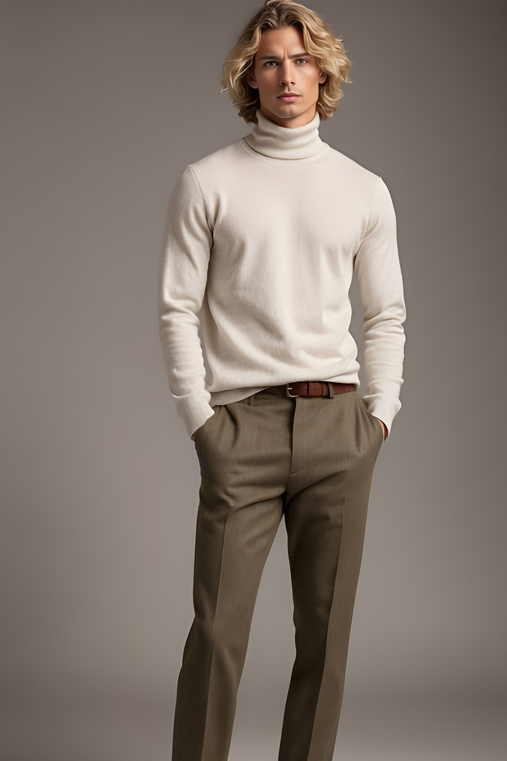 Mock Neck Sweater and Fancy Wool Pants