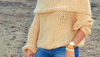 Playful Off Shoulder Sweater with Stretchy Maternity Jeans