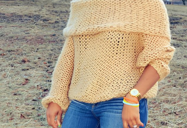 Playful Off Shoulder Sweater with Stretchy Maternity Jeans