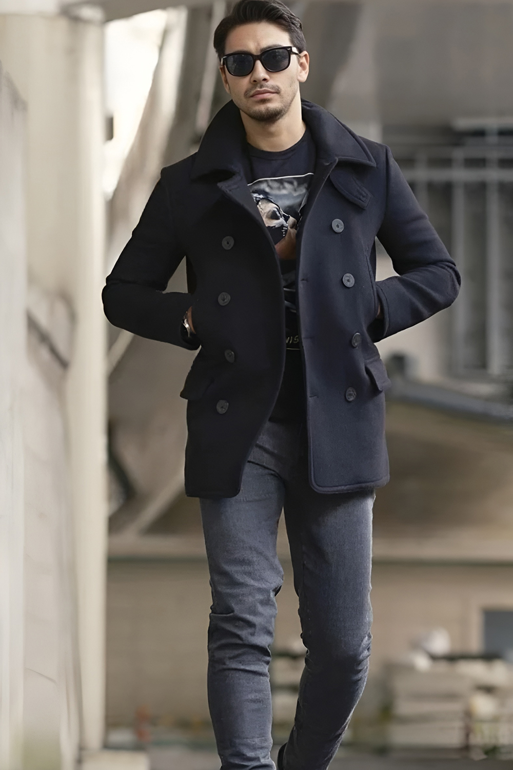 Tailored Peacoat on a Sweater and Chinos