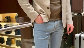 Tailored Wool Blazer with Slim Fit Jeans