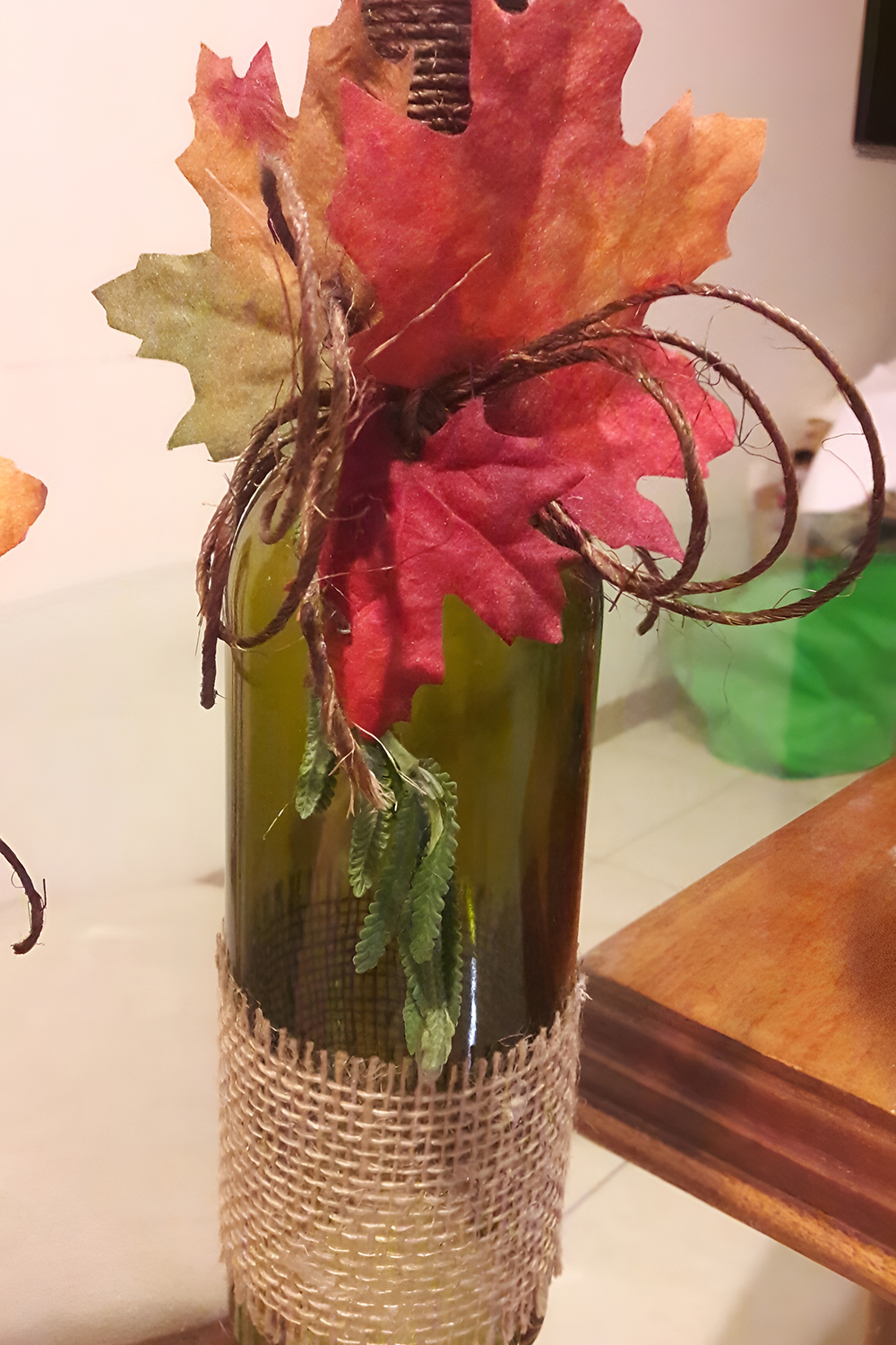 Upcycled Glass Bottles as Vase Decor