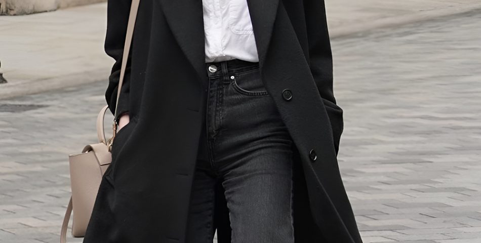 Black Jeans with a Light Trench Coat