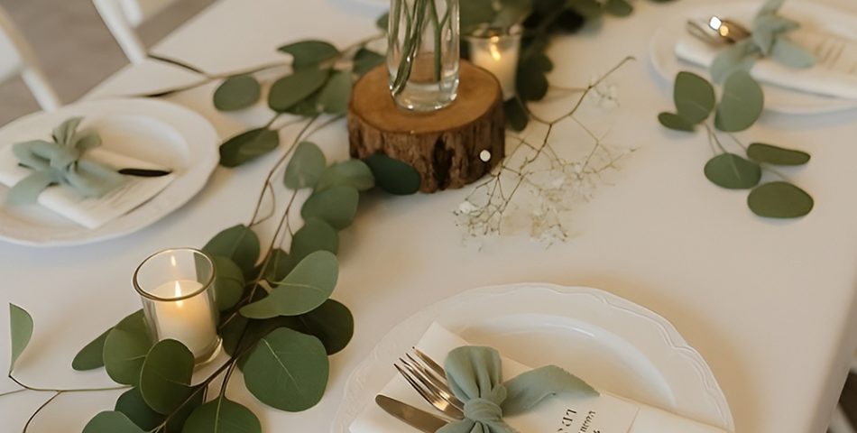 Botanical Table Settings with Fresh Greenery