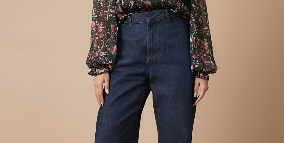 Dark Denim with a Flowy Floral Blouse