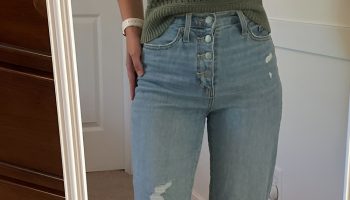 Distressed Boyfriend Jeans with a Knit Tank