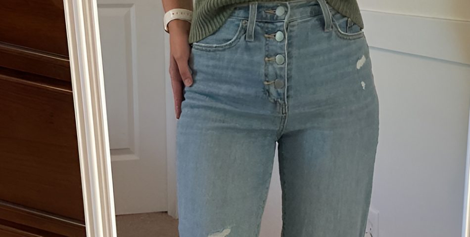 Distressed Boyfriend Jeans with a Knit Tank