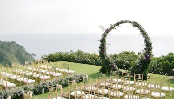 Garden Ceremony Surrounded by Blooming Greenery