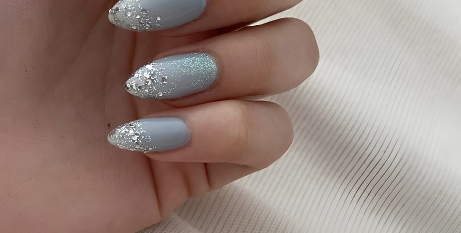 Icy Blue and Silver Nails for a Frosted Finish