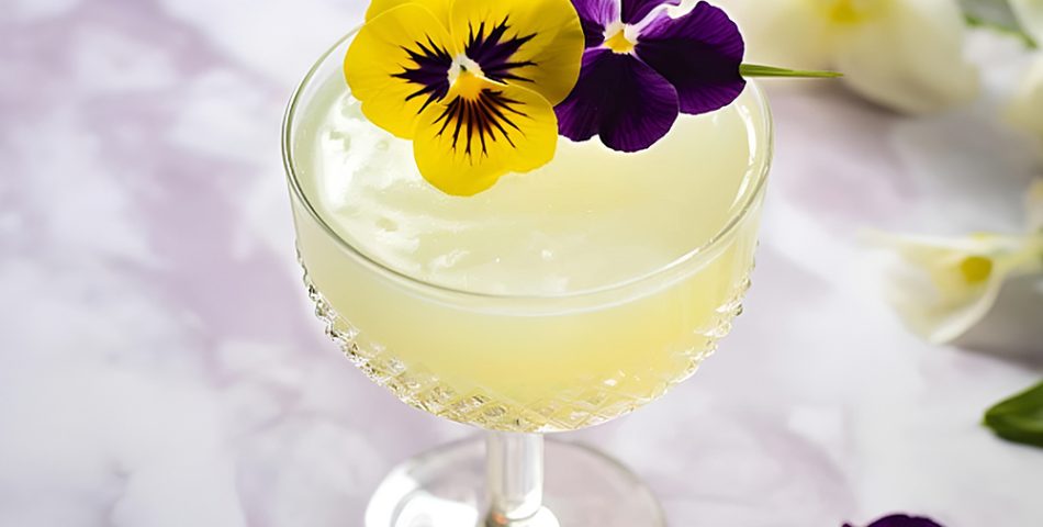 Signature Cocktails Garnished with Edible Flowers