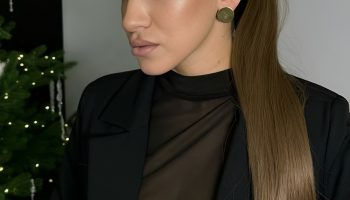 Sleek High Ponytail with a Festive Finish