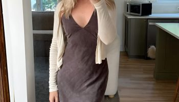 Slip Dress with a Soft Cardigan Layered Over It