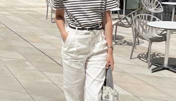 White Denim with a Striped Breton Top